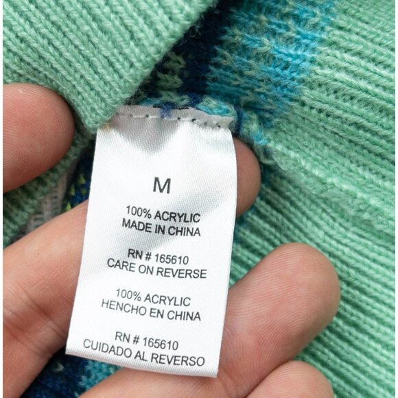 Alaska Airlines Christmas Sweater Adult Medium Blue Green Fair Isle Pilot Ugly - Picture 5 of 11